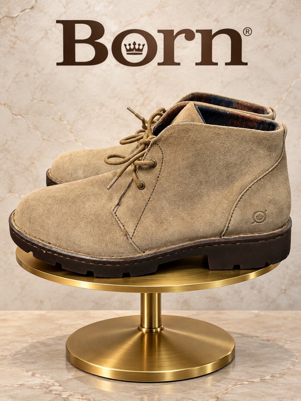 Born Banni Taupe Suede Leather Chukka Ankle Boots Women’s Size 8M